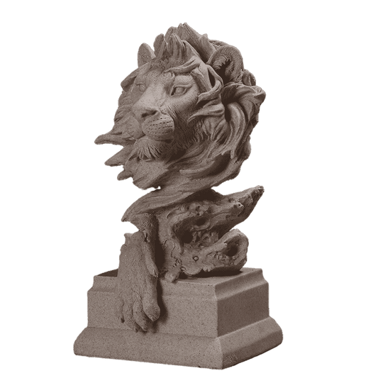 Statua a forma di leone di sabbia - Vista frontale - Decorazione artistica per la casa