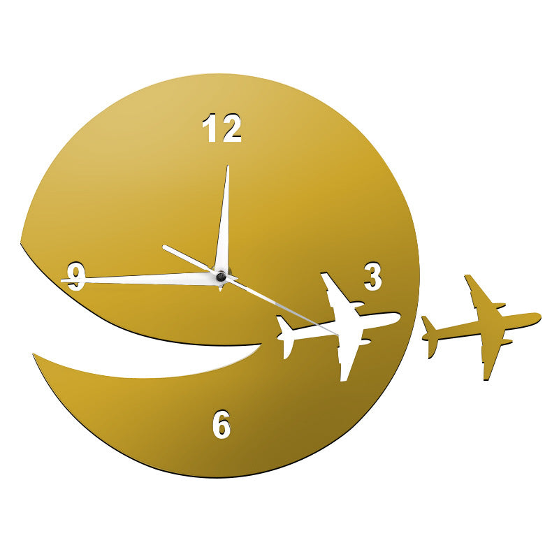 Orologio con aereo in volo - Colore Oro - Perfetto per l'ufficio.