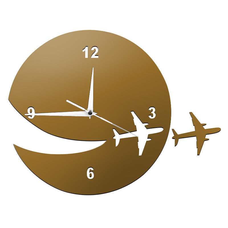 Orologio moderno con aereo - Colore Caffe - Ideale per regali speciali.