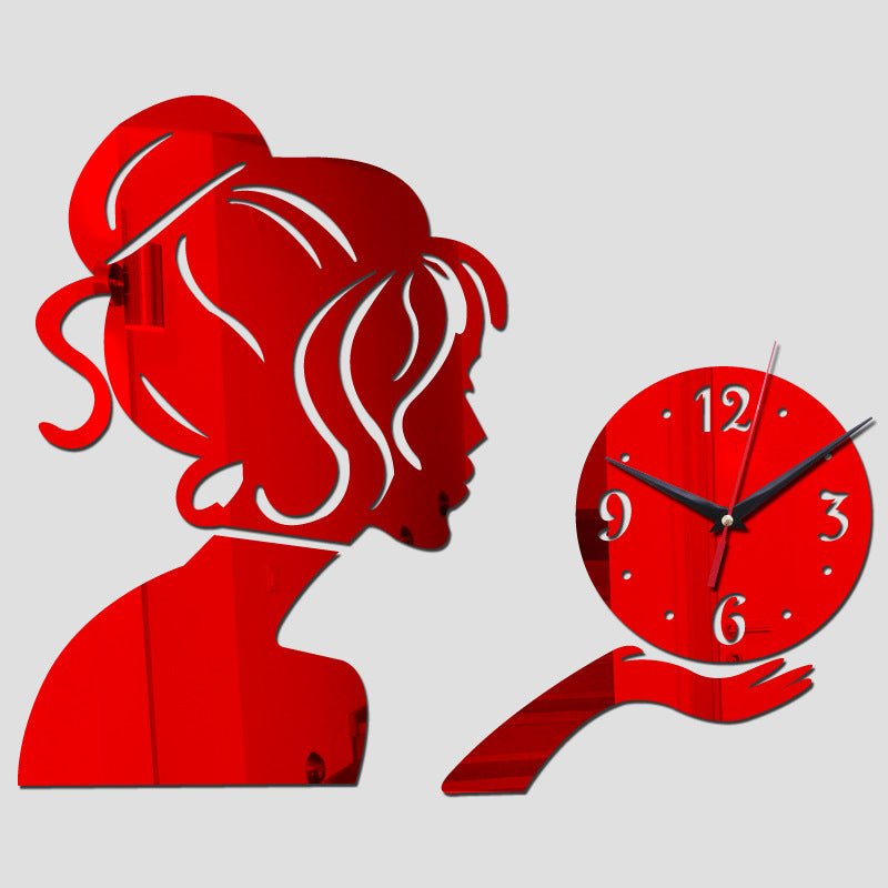 Orologio con ragazza - Colore Rosso - Lavorazione Eco-Friendly.