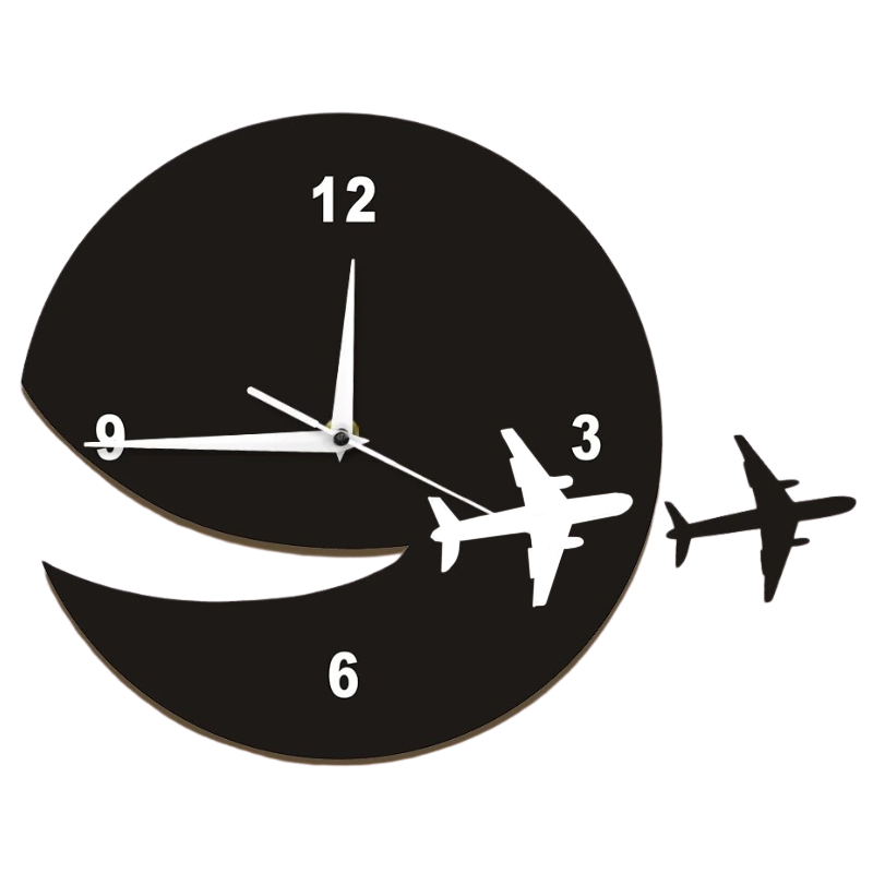 Orologio con aereo - Colore Nero - Il tempo vola con stile.