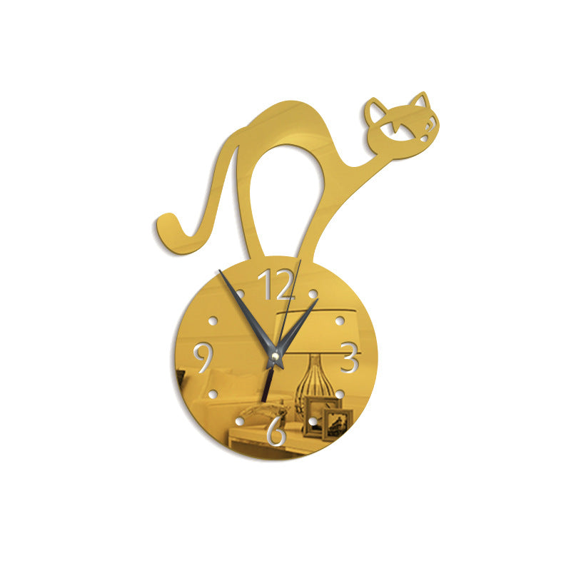 Orologio da Parete - Colore oro - Elegante e Moderno con Gatto.