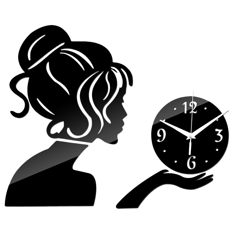 Orologio con ragazza - Colore Nero - Design Moderno e Raffinato.